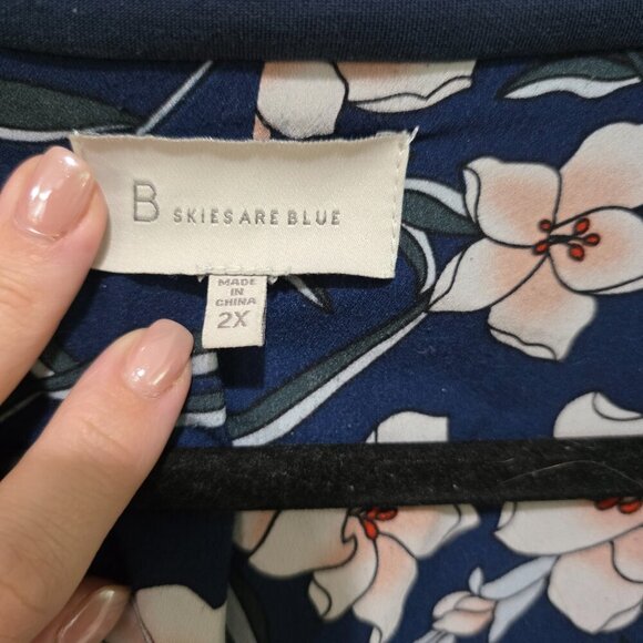 Skies Are Blue Plus Size 2X Navy Blue Blazer – Floral Lined Lightweight Work - Picture 2 of 14